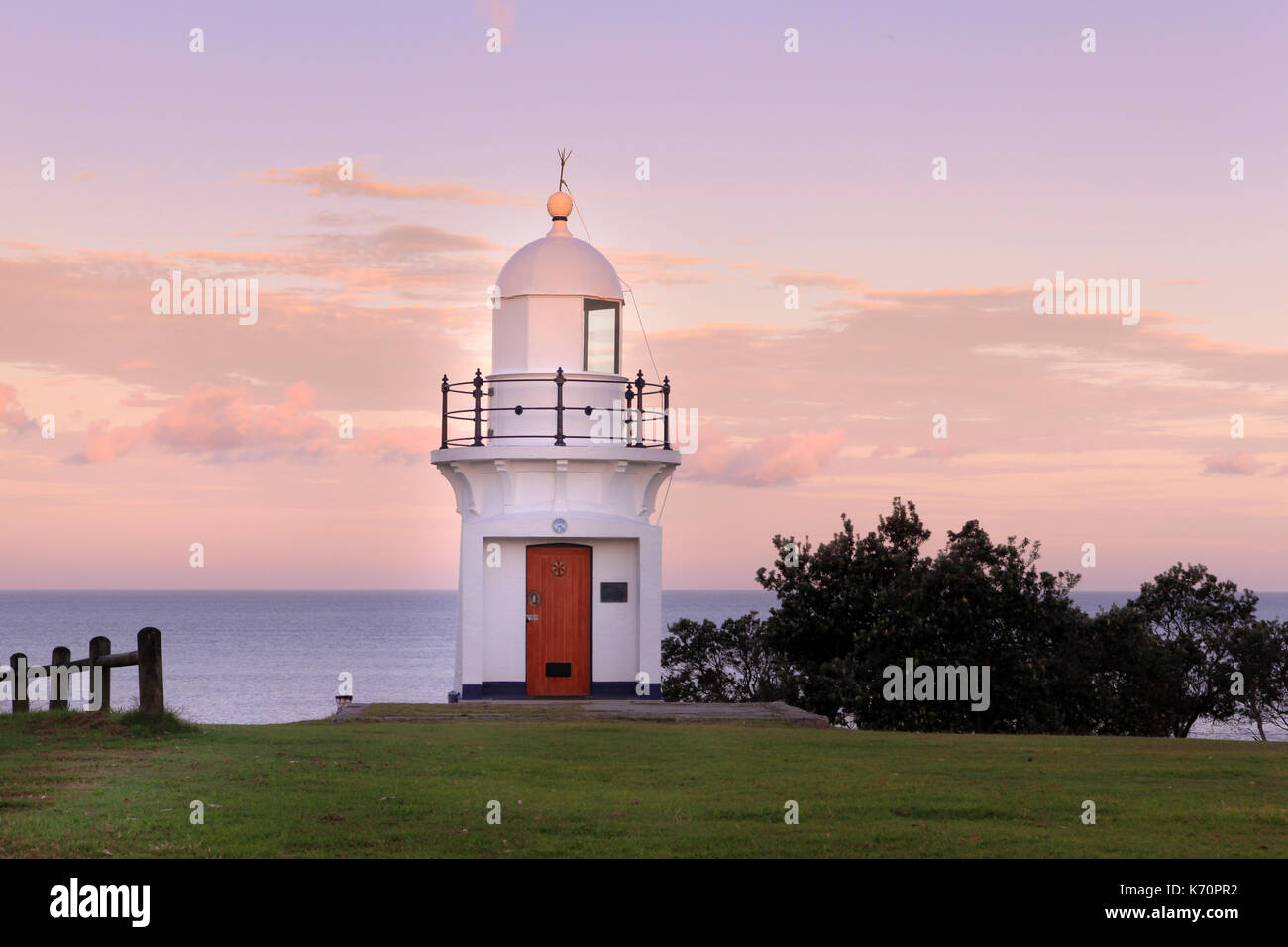 Beautiful Ballina lighthouse at sunset Stock Photo