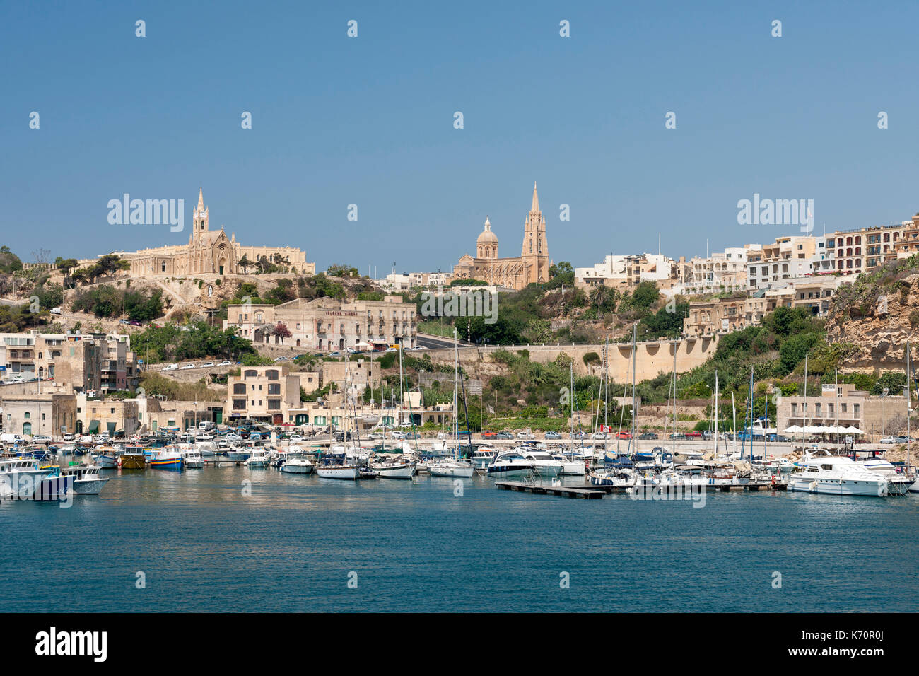 Mġarr town and harbour on the island of Gozo in Malta. Stock Photo