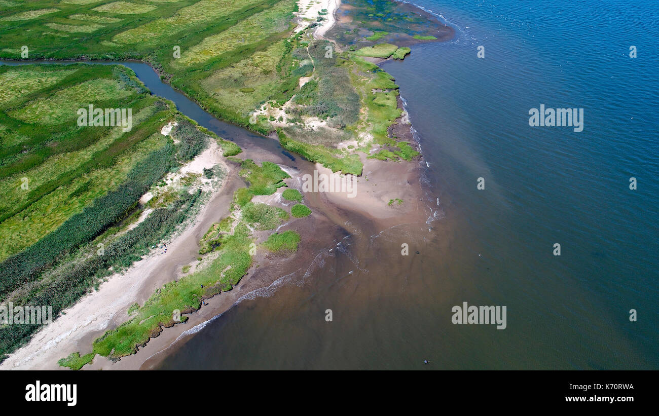 Aerial View of Entrance to Salt Marsh from the Atlantic Ocean in Union