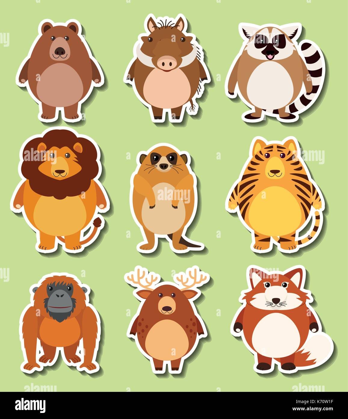 Sticker design with wild animals illustration Stock Vector Image & Art ...