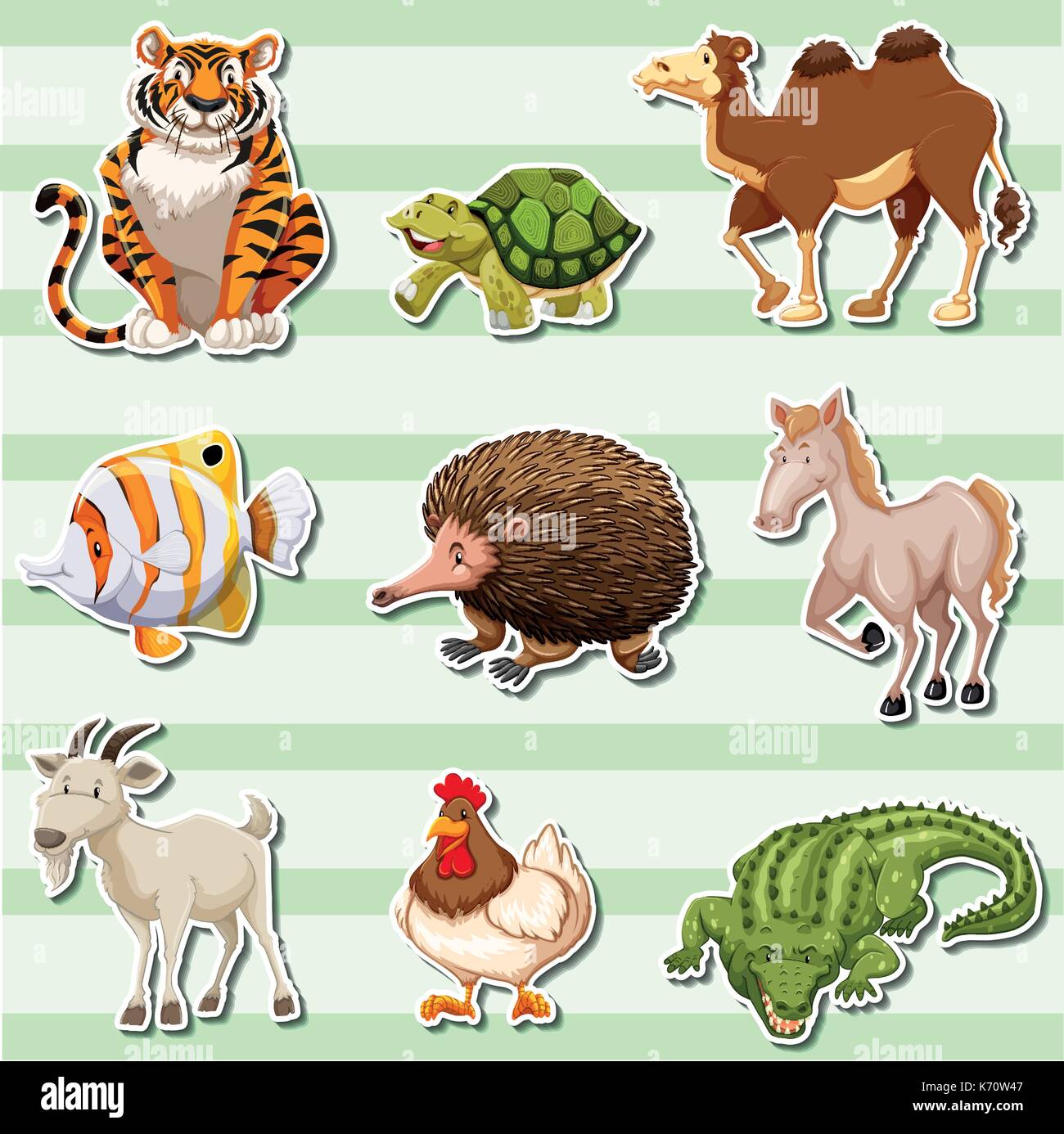 Sticker set with wild animals illustration Stock Vector Image & Art - Alamy