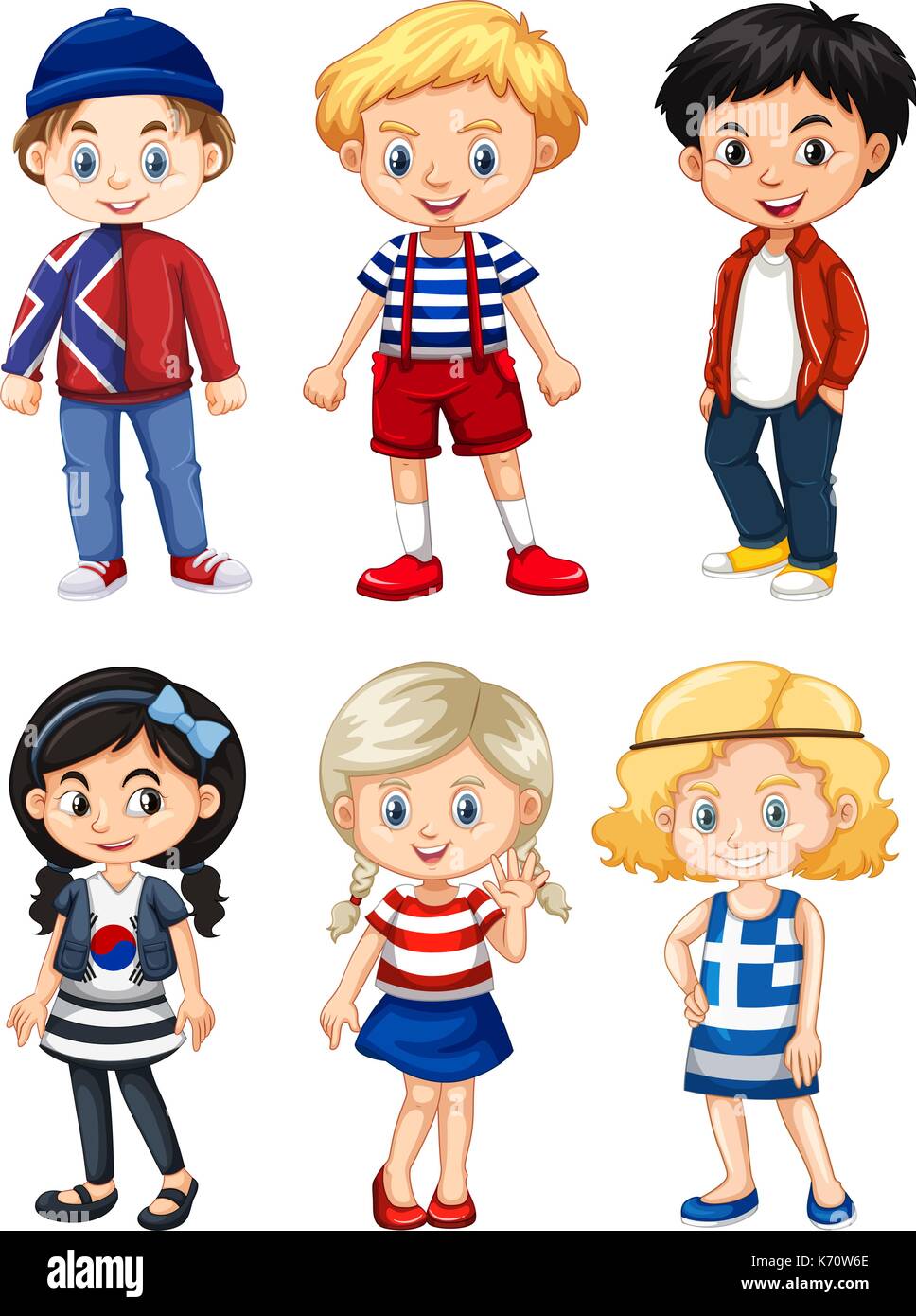 Boys and girls with happy face illustration Stock Vector Image & Art ...