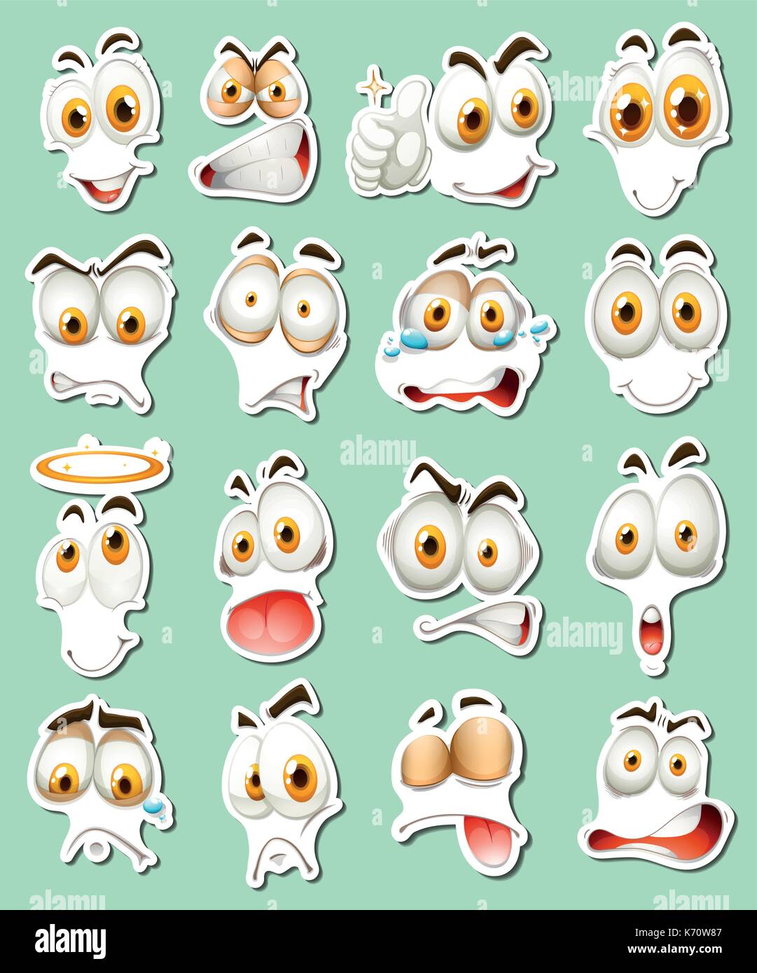 Sticker design for facial expressions illustration Stock Vector
