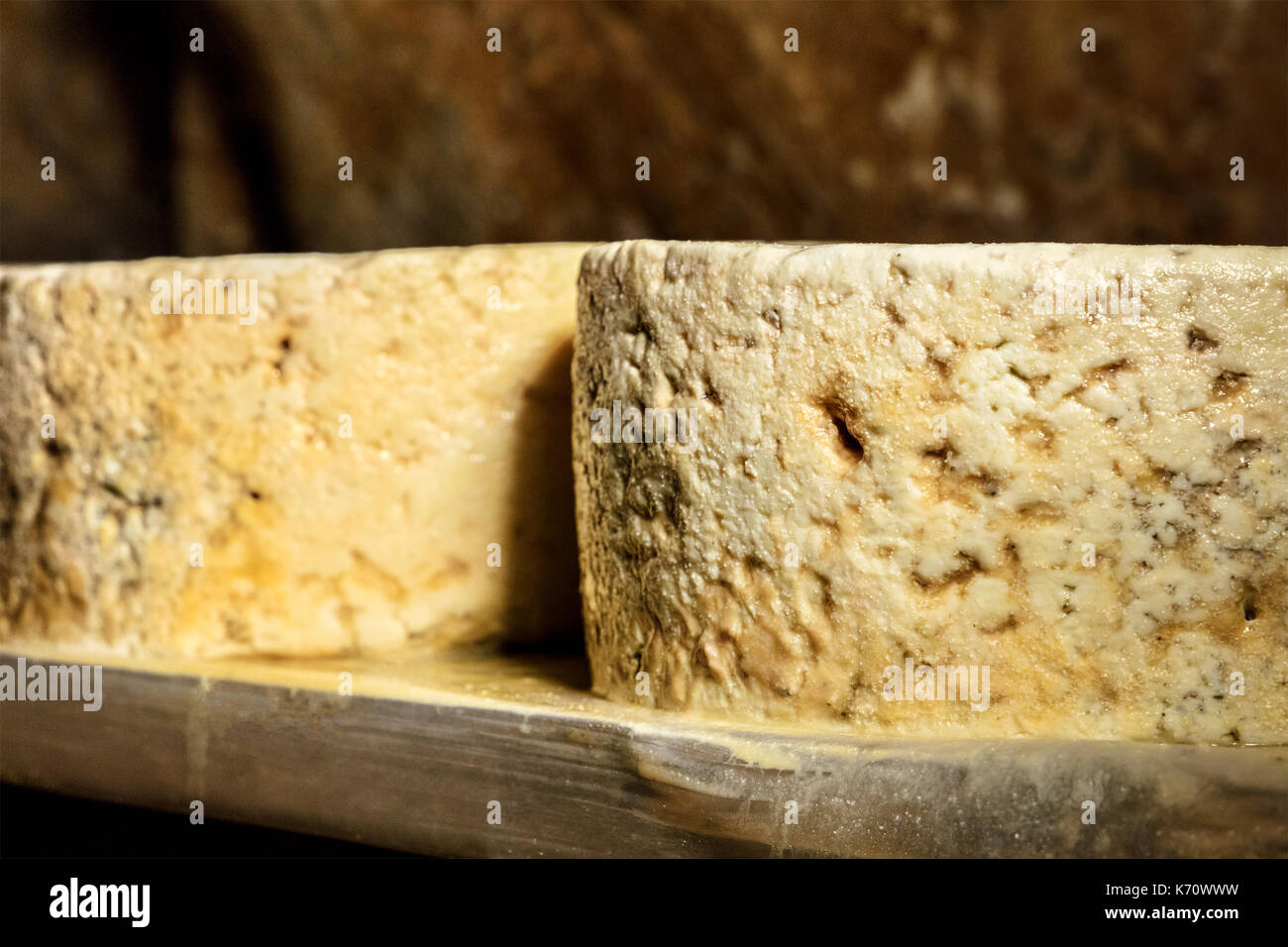 Making of Cabrales, traditional Spanish cheese, in cave Stock Photo Alamy