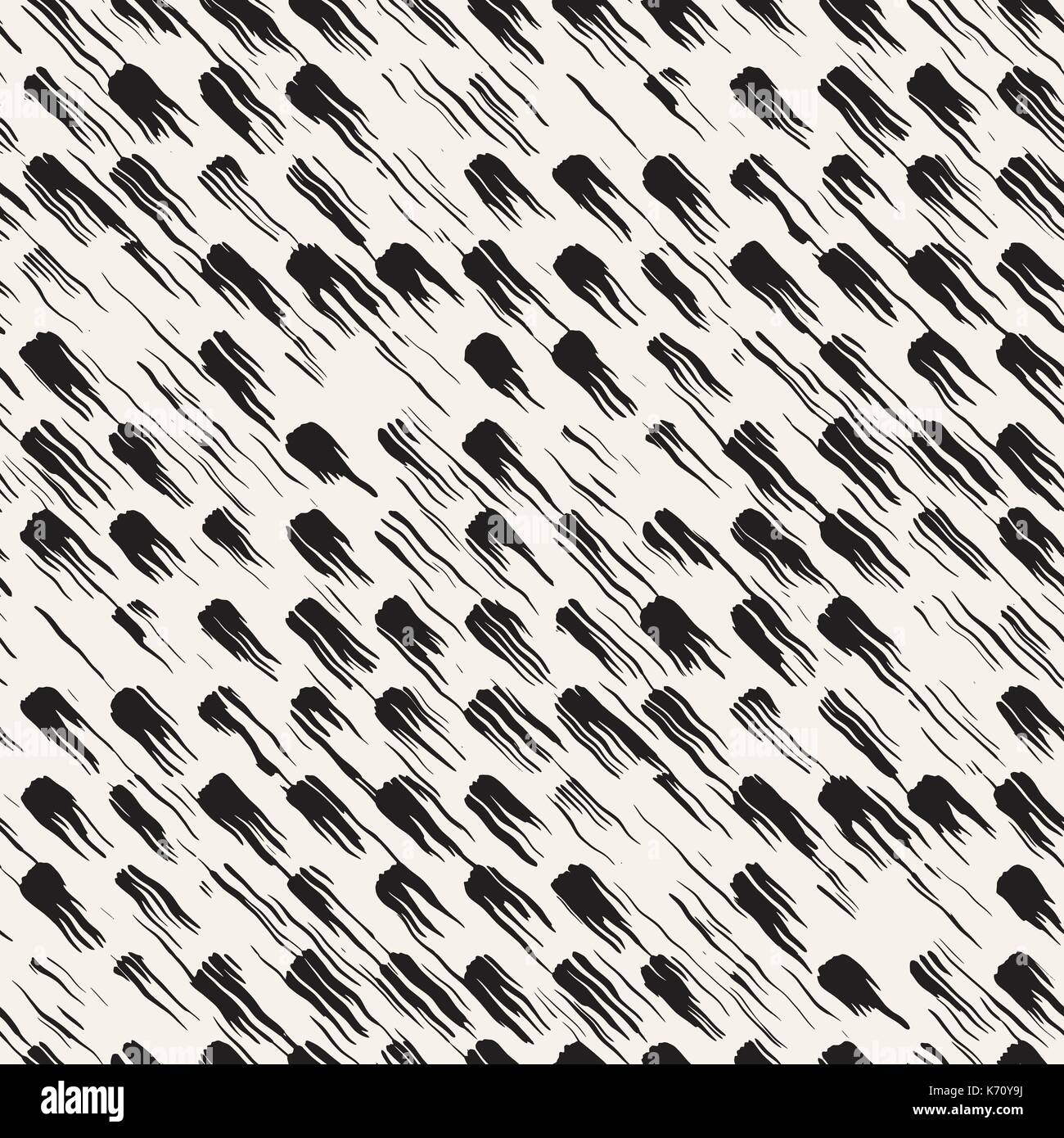 Vector seamless pattern with brush stripes and strokes. Black and white ...