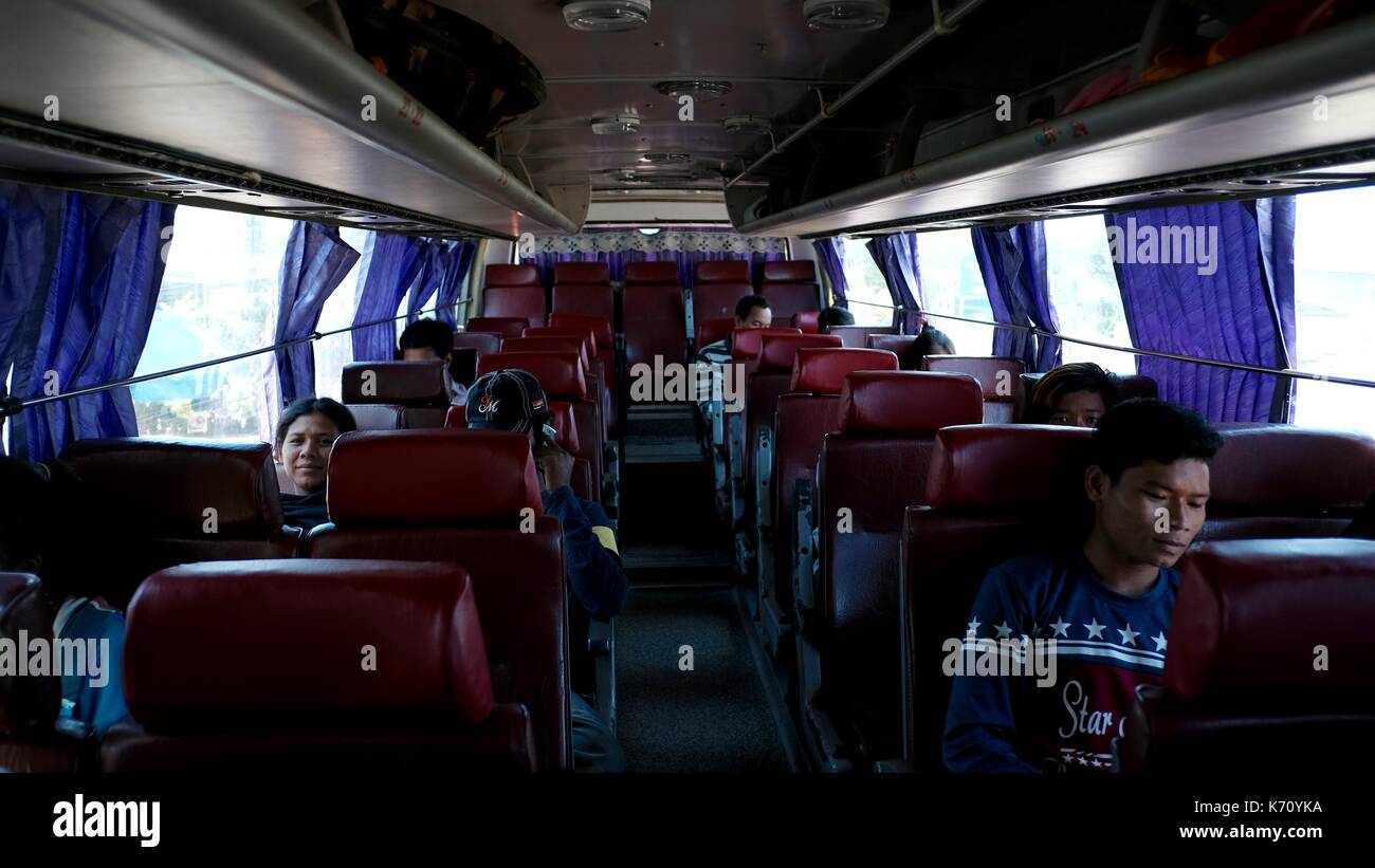 Intercity Bus Travel in Cambodia Stock Photo