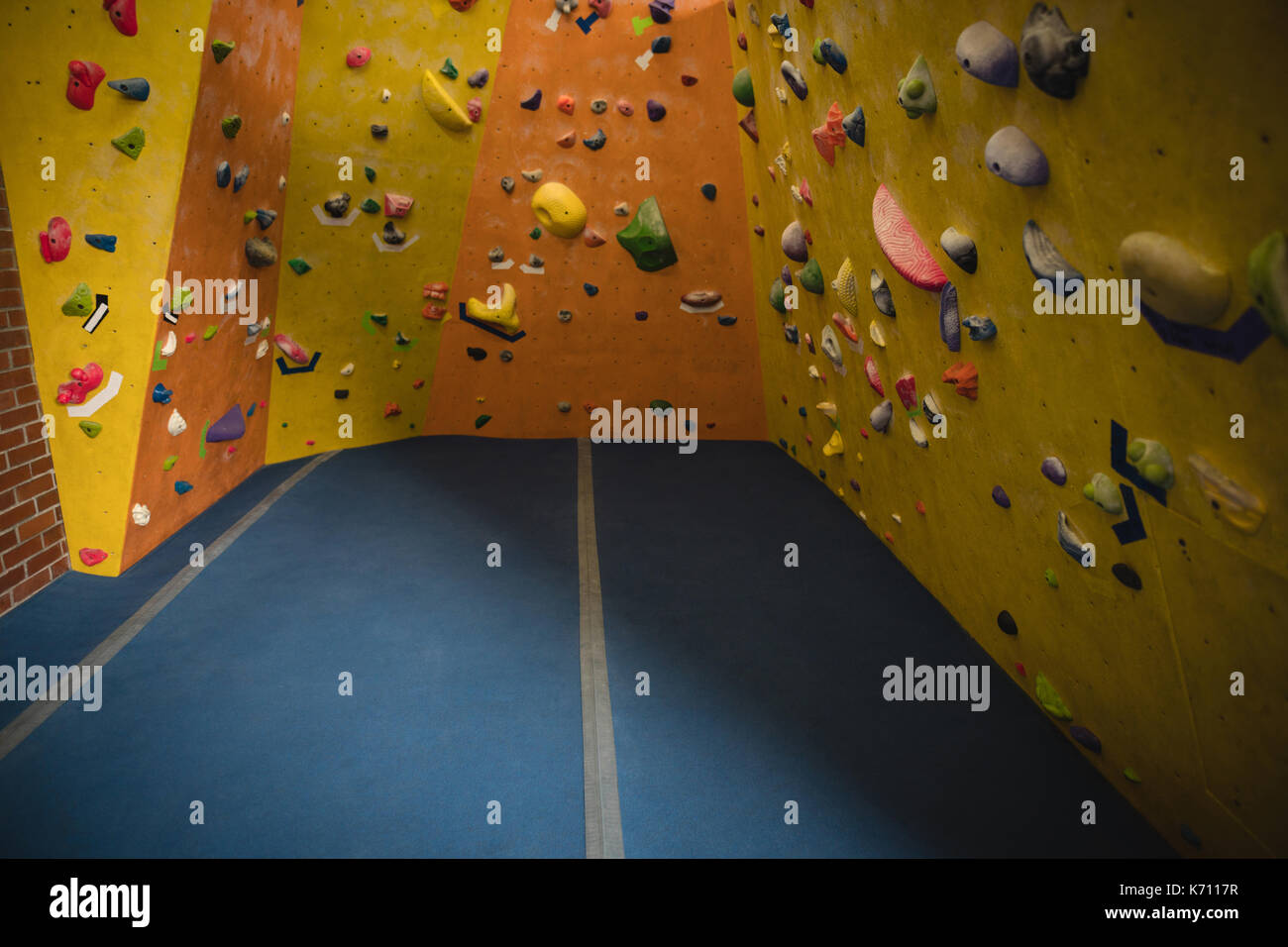 Climbing wall in fitness club Stock Photo