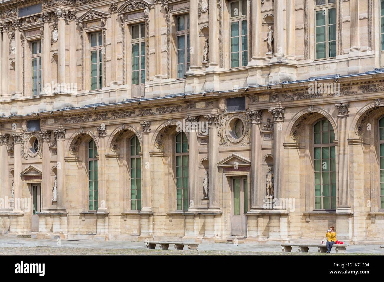 France, Paris, Palais du Louvre, Cour Carree, wing built by Louis Le ...