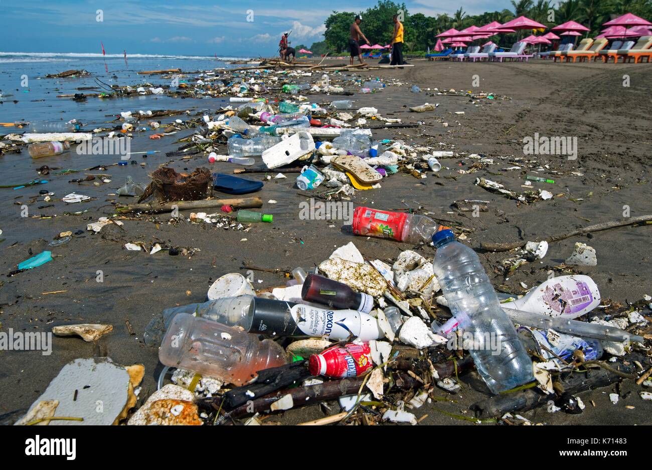 Indonesia, Bali, Seminyak, beach, pollution after a storm Stock Photo