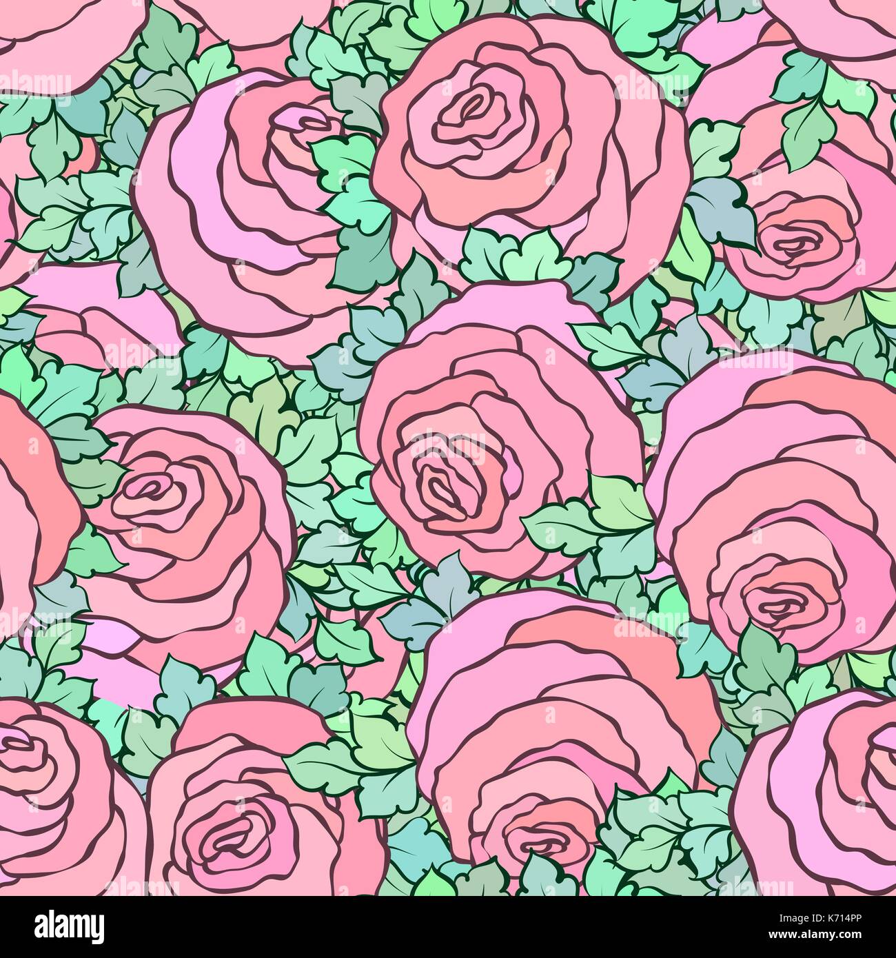 Floral Decorative Bright Pink Background With Cute Roses Seamless Pattern In Pastel Pink Colors Stock Vector Image Art Alamy Floral Decorative Bright Pink Background With Cute Roses Seamless Pattern In Pastel Pink Colors Stock Vector Image Art Alamy
