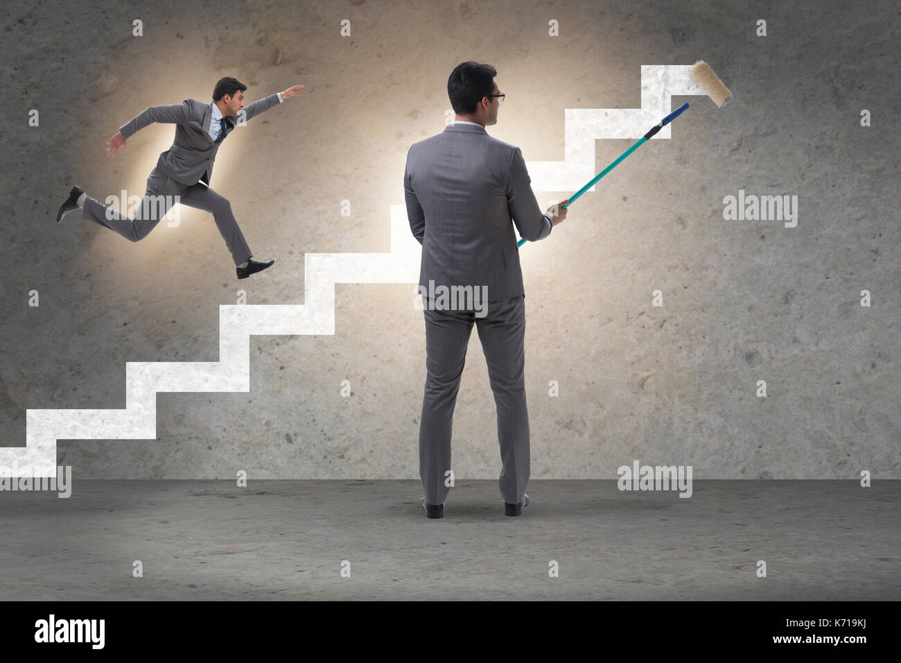 Man walking up ladder paint hi-res stock photography and images - Alamy