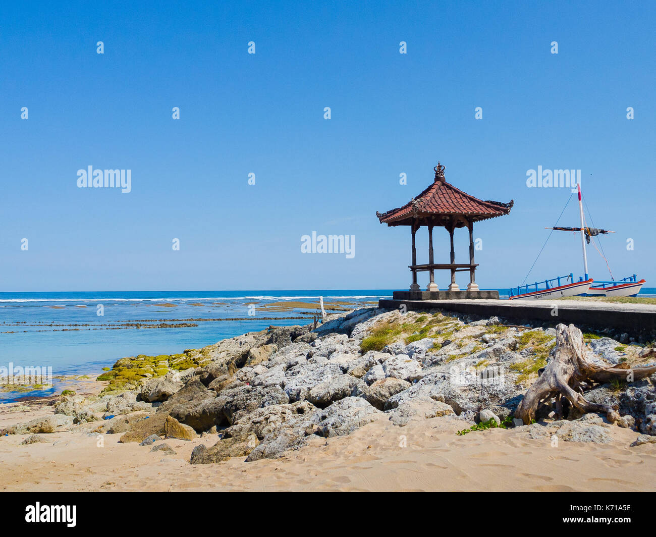 Beautiful sunny day with a small cabain in the beach of Pantai pandawa ...