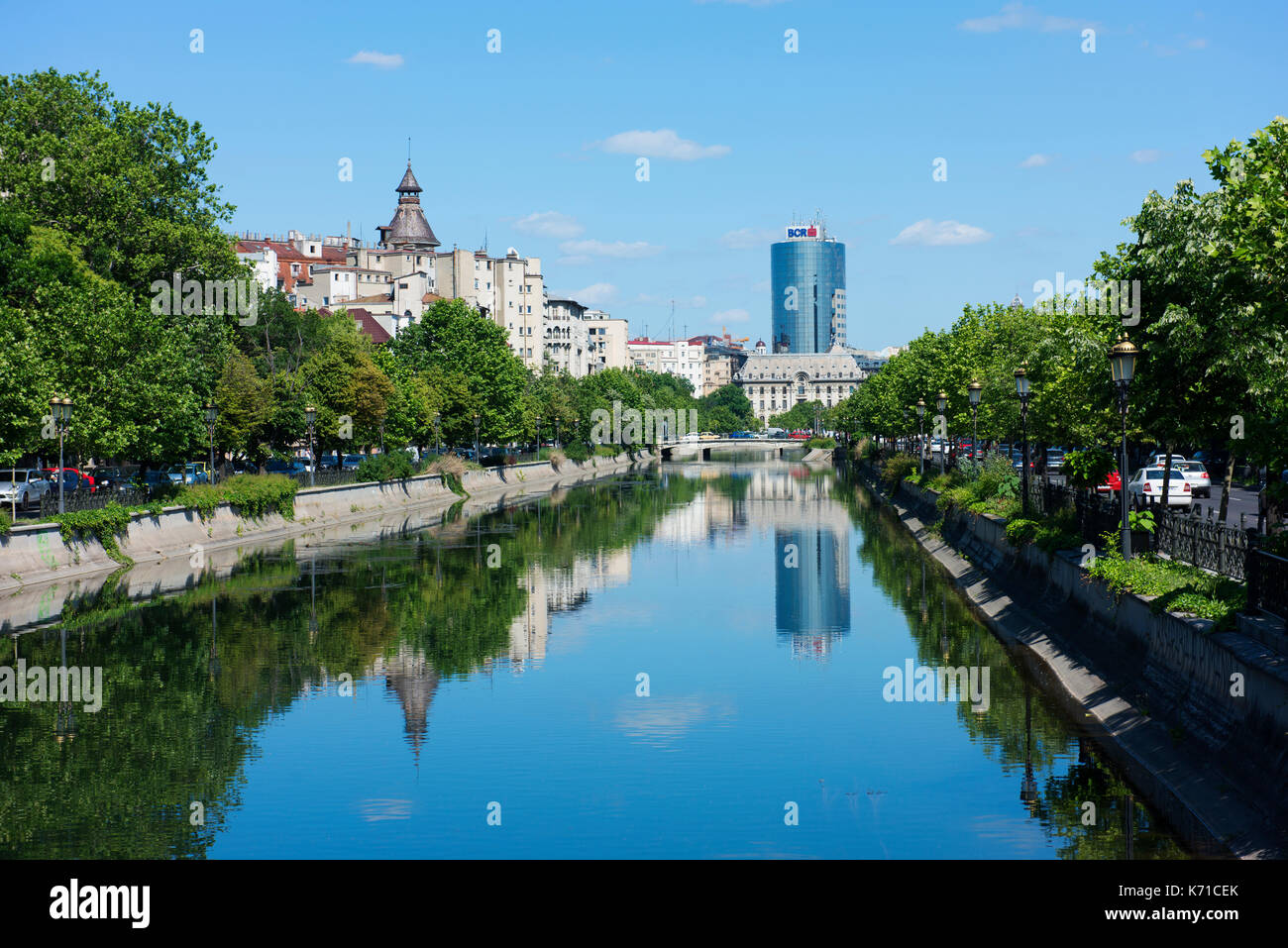 The Dambovita River flows through central Bucharest Stock Photo Alamy