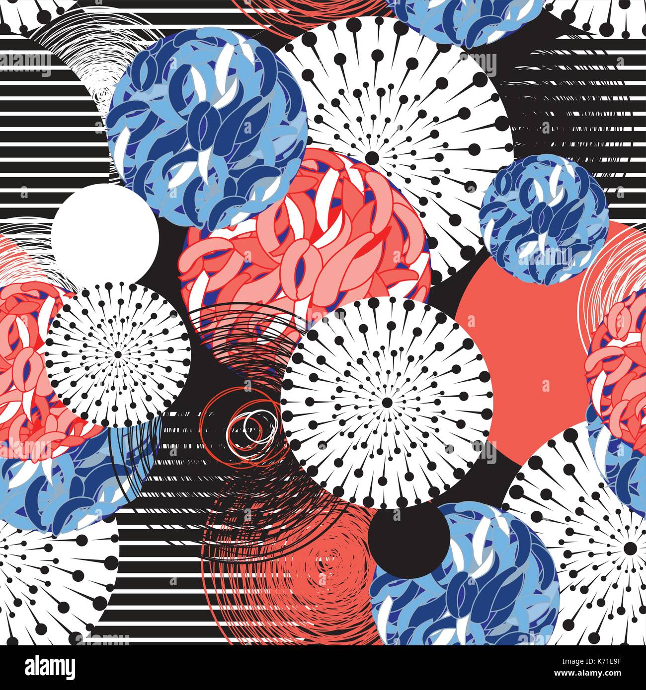 Abstract fantastic bright colored pattern of round elements Stock Vector
