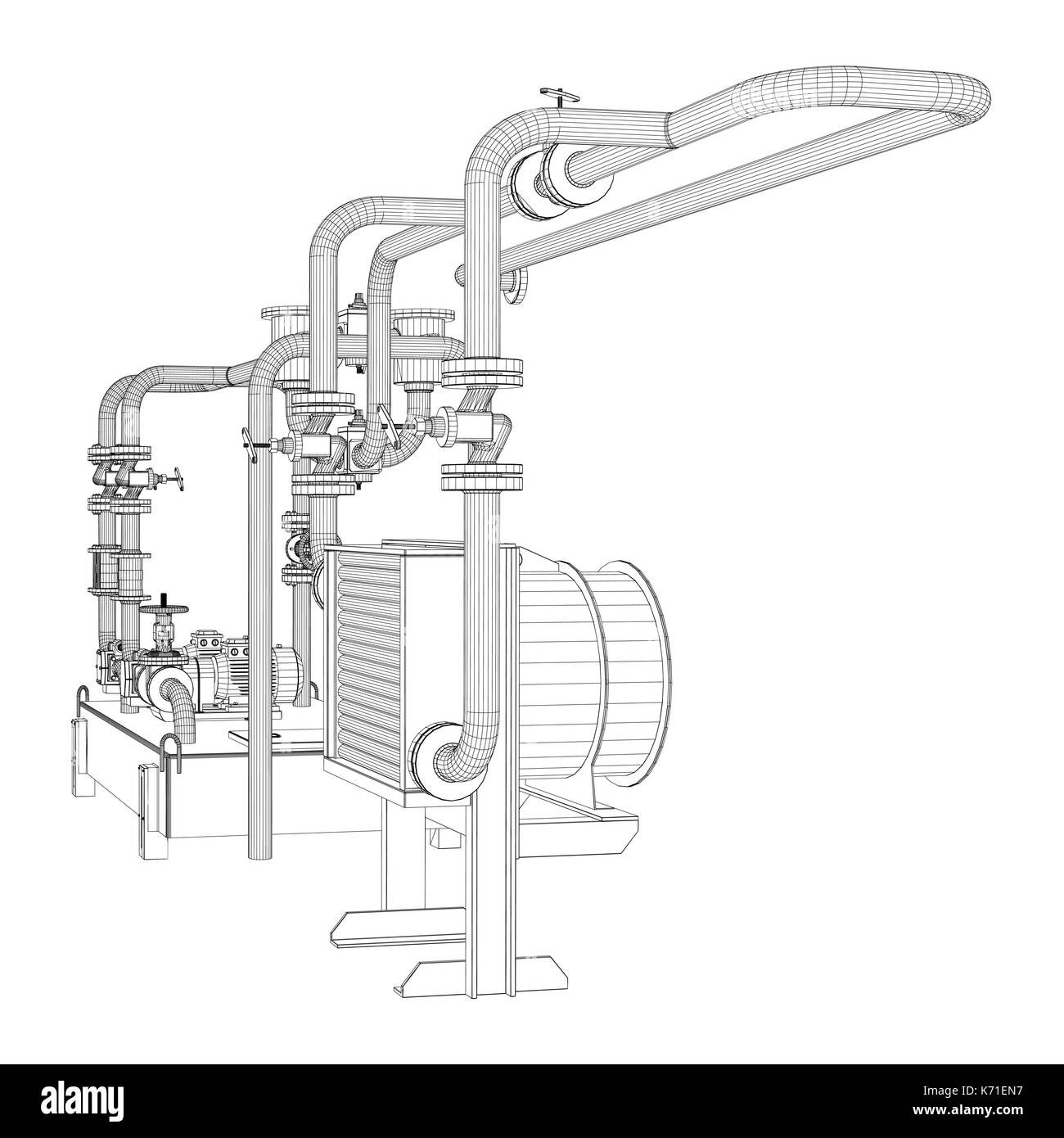 Wire-frame industrial equipment of oil pump Stock Vector Image & Art ...