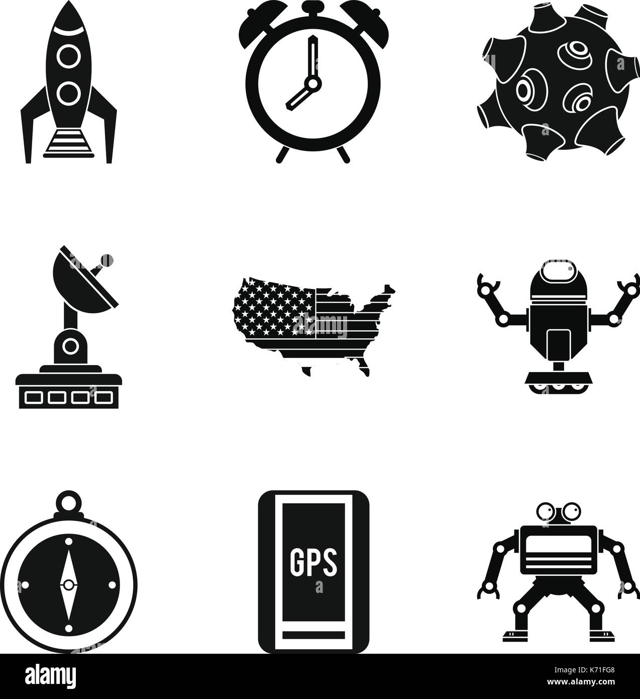 Sputnik icons set, simple style Stock Vector Image & Art - Alamy
