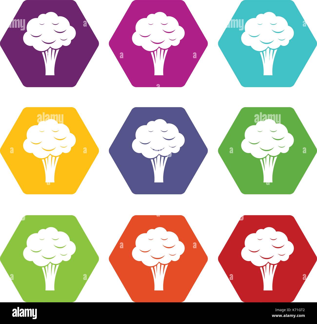 Broccoli icon set color hexahedron Stock Vector Image & Art - Alamy
