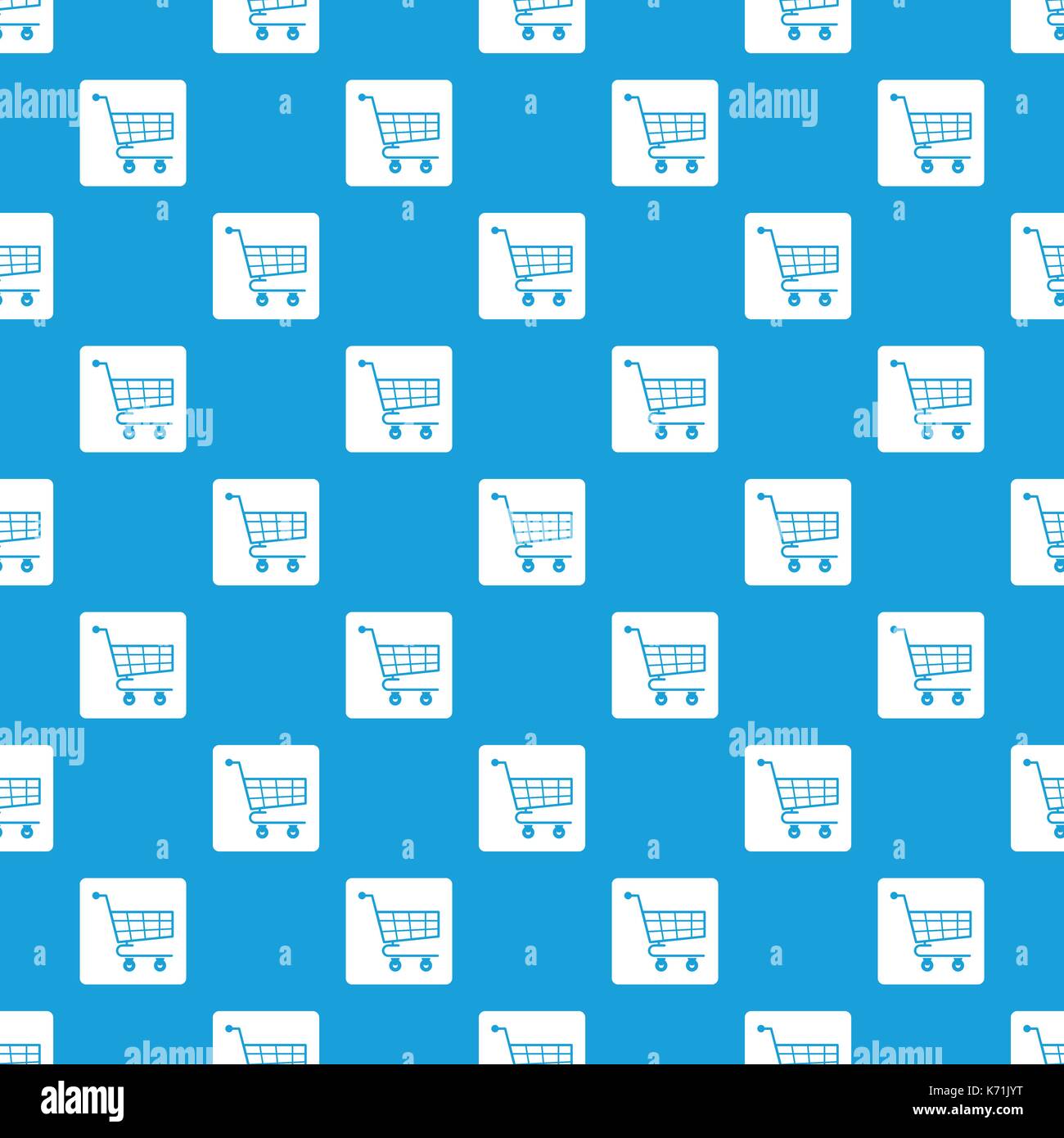 Shopping cart pattern seamless blue Stock Vector
