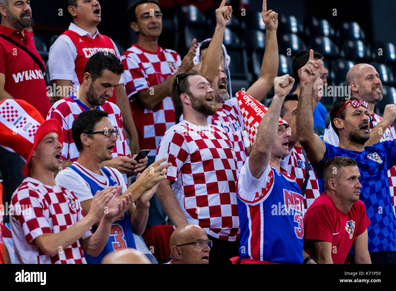 September 7, 2017: Croatian fans during the FIBA Eurobasket 2017 - Group C, game between Czech Republic and Croatia at Polyvalent Hall, Cluj-Napoca, Romania ROU. Foto: Cronos Stock Photo