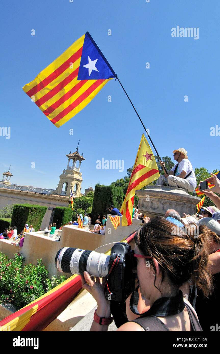 Political demonstratio for Independence in Catalonia Stock Photo