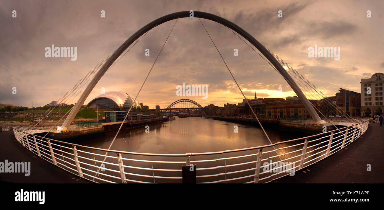 Millennium Bridge at sunset, Newcastle Gateshead Stock Photo