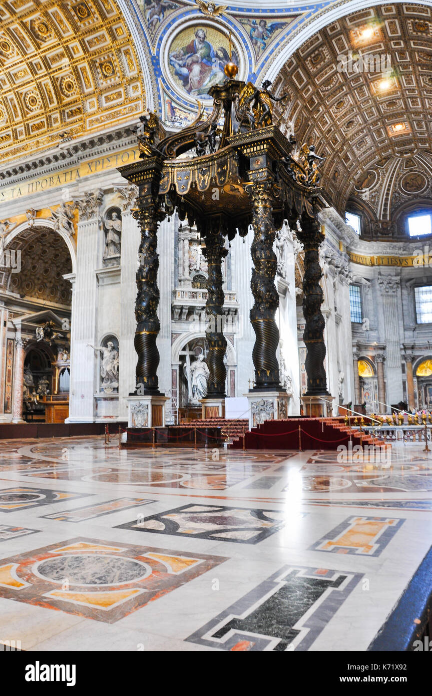 VATICAN - MARCH 16, 2016: The baroque Saint Peter's baldachin in the