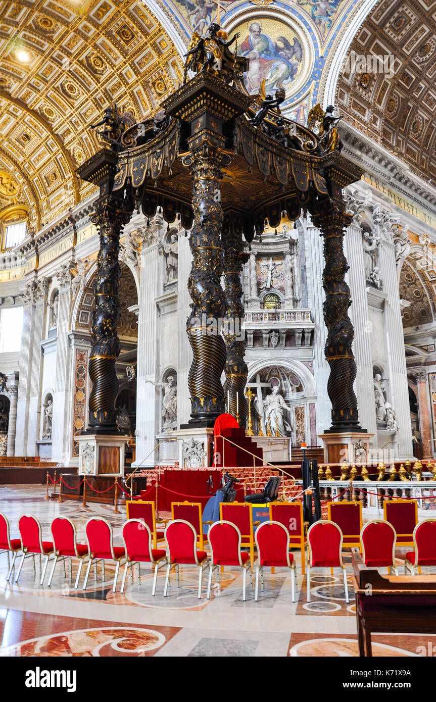 VATICAN - MARCH 16, 2016: The baroque Saint Peter's baldachin in the