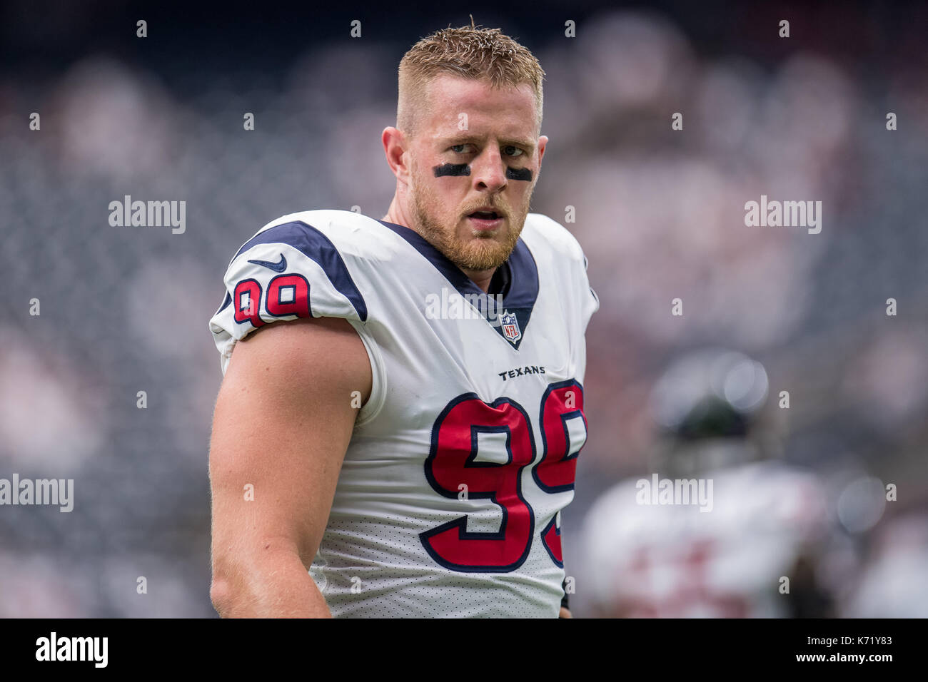 September 10, 2017: Houston Texans defensive end J.J. Watt (99) prior to an NFL football game between the Houston Texans and the Jacksonville Jaguars at NRG Stadium in Houston, TX. The Jaguars won the game 29-7...Trask Smith/CSM Stock Photo