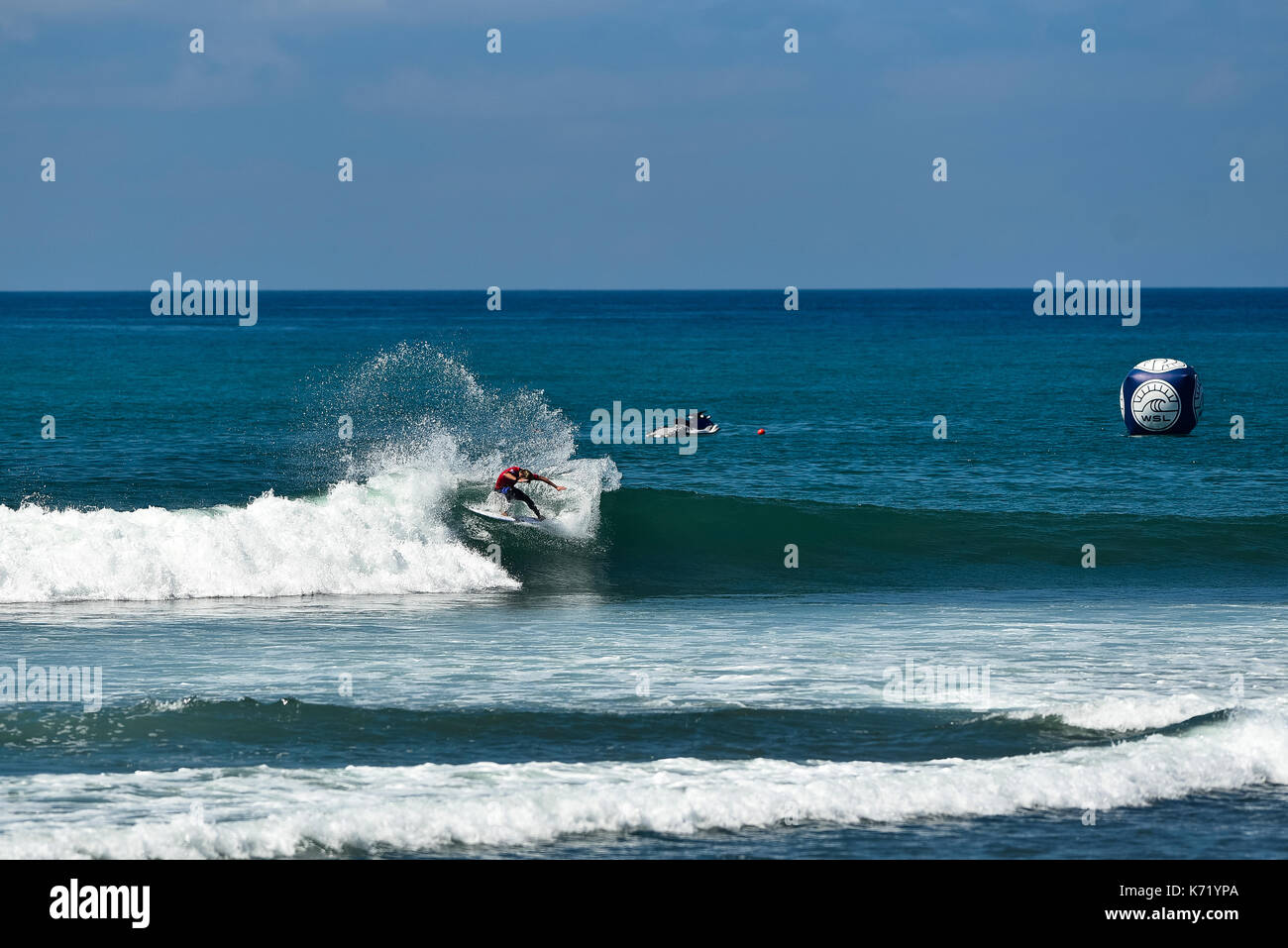 San Clemente, USA. 13 September, 2017.  Surfers compete head to head during the 2017 Hurley Pro surf contest at Lower Trestles, San Onofre State Park, CA. Surfer: Adrian Buchan (AUS). Credit: Benjamin Ginsberg/Alamy Live News. Stock Photo