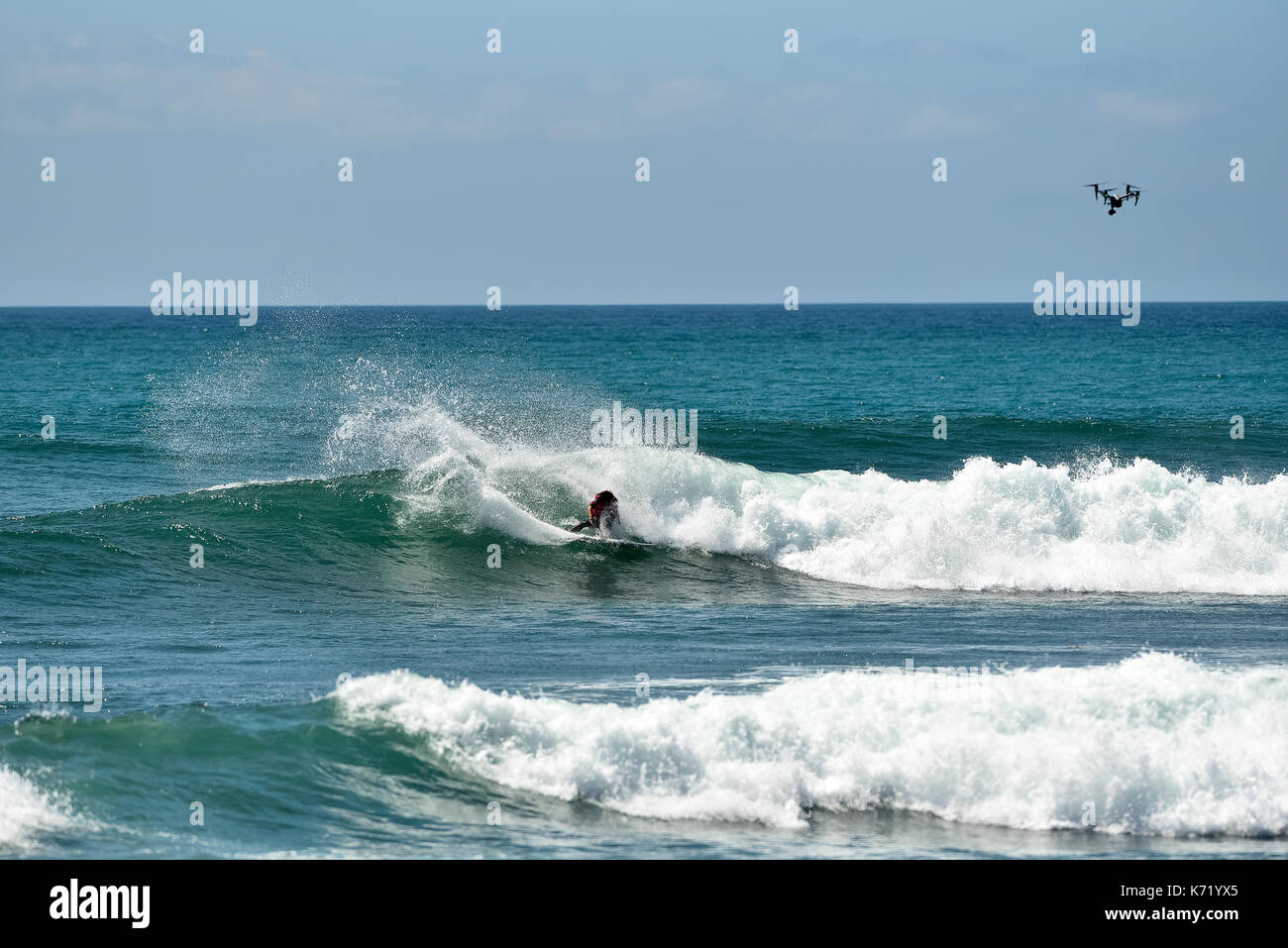San Clemente, USA. 13 September, 2017.  Surfers compete head to head during the 2017 Hurley Pro surf contest at Lower Trestles, San Onofre State Park, CA. Surfer: Conner Coffin (USA). Credit: Benjamin Ginsberg/Alamy Live News. Stock Photo