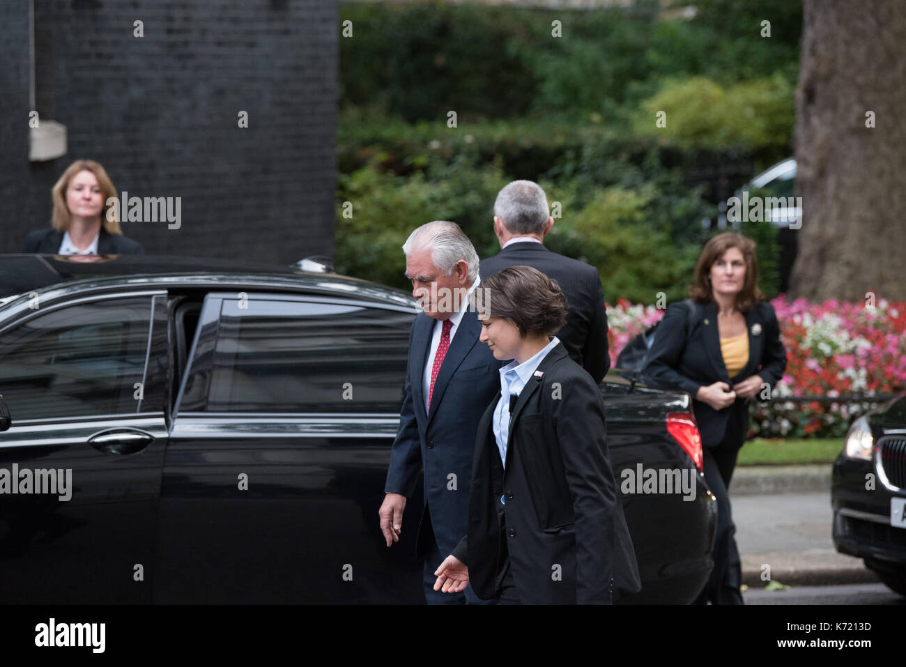 London, United Kingdom. 14 September 2017. US Secretary of State, Rex Tillerson, arrives at 10 Downing Street. Credit: Peter Manning/Alamy Live News Stock Photo