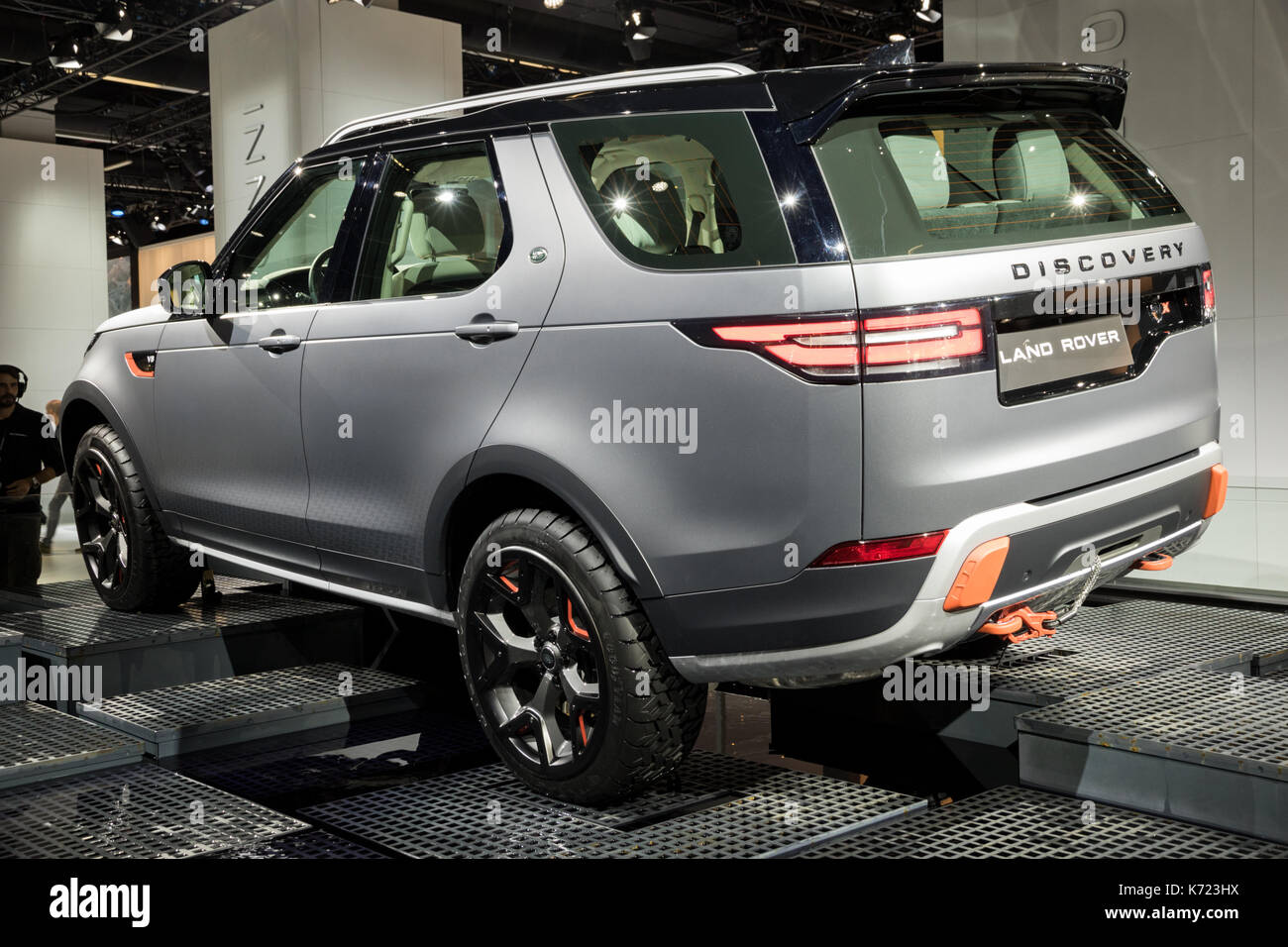 Frankfurt, Germany. 13th Sep, 2017. New Land Rover Discovery SVX car presented at the Frankfurt IAA Motor Show 2017. Credit: JLBvdWOLF/Alamy Live News Stock Photo