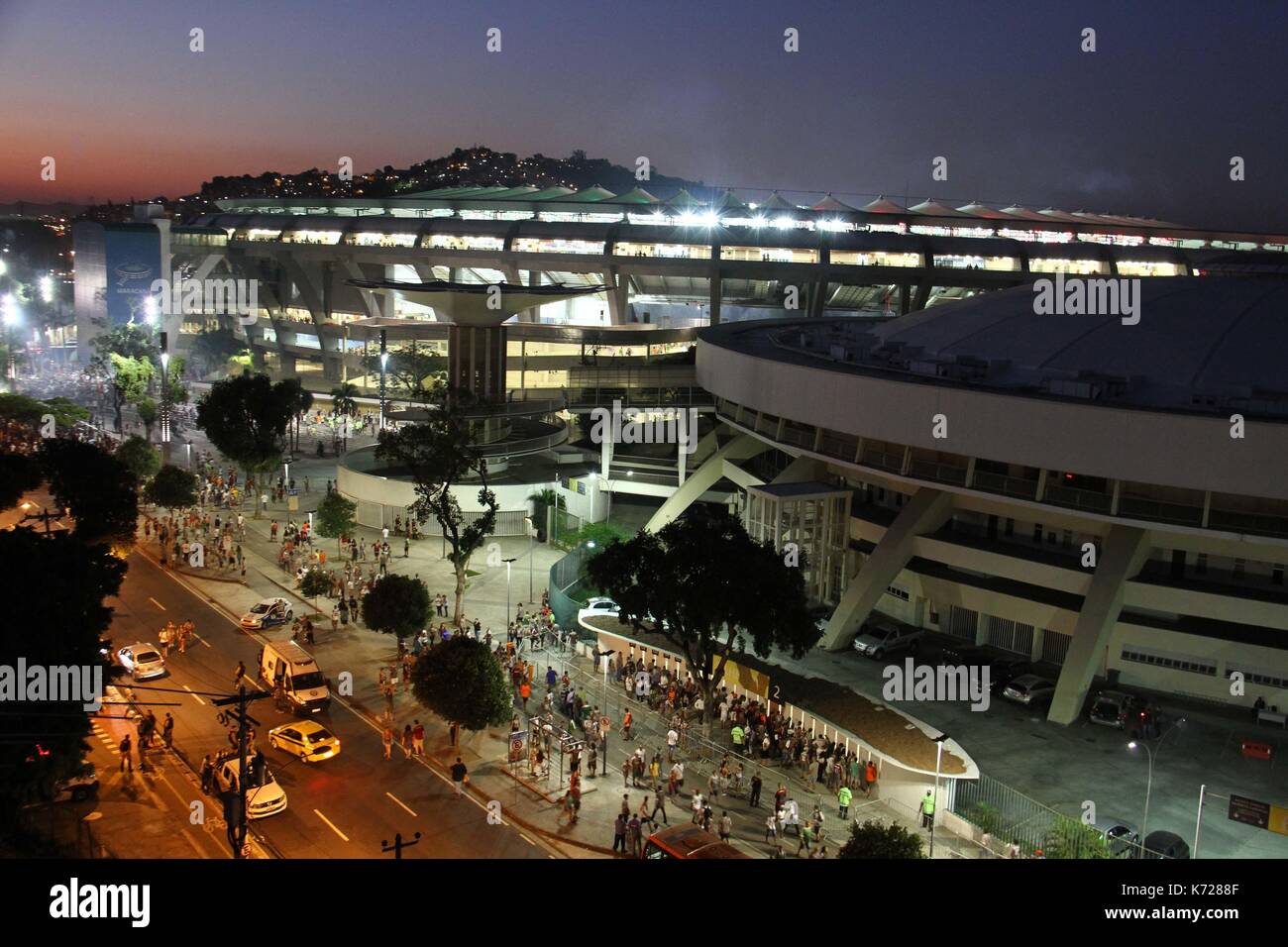 Preparations for the match between Fluminense Football Club and LDU - Liga Deportiva Universitaria de Quito, game valid for the round of 16 of the 2017 South American Cup. In Maracanã, Estadio Jornalista Mário Filho, Rio de Janeiro/RJ Stock Photo