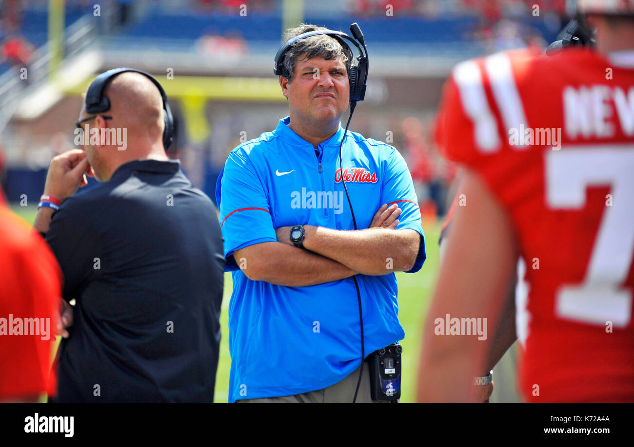 Oxford, MS, USA. 9th Sep, 2017. Mississippi interim coach Matt Luke