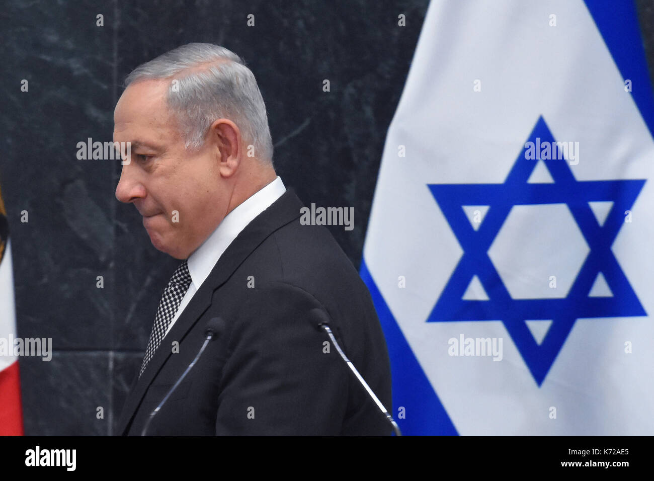 Mexico City, Mexico. 14th Sep, 2017. Israeli Prime Minister Benjamin Netanyahu seen during the meeting with the media at Los Pinos presidential residence. Credit: SOPA Images Limited/Alamy Live News Stock Photo