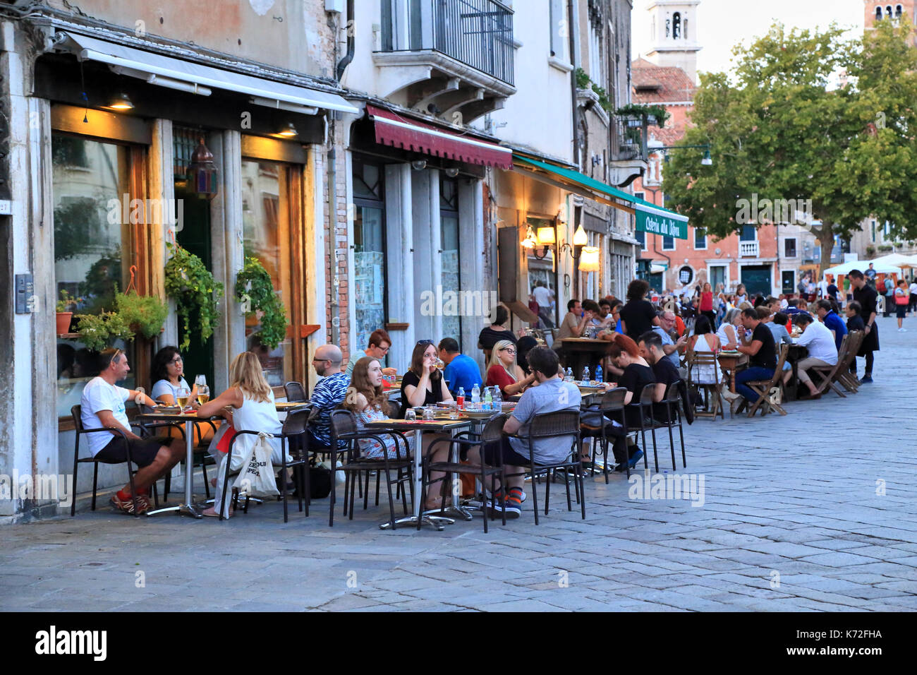 Restaurants at Campo Santa Margherita square: Orient Experience II and Osteria alla Bifora Stock Photo