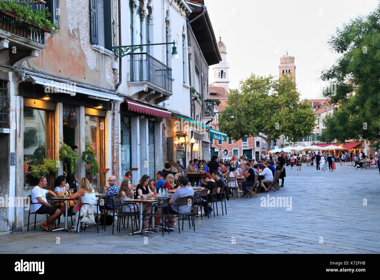 Restaurants at Campo Santa Margherita square: Orient Experience II and Osteria alla Bifora Stock Photo