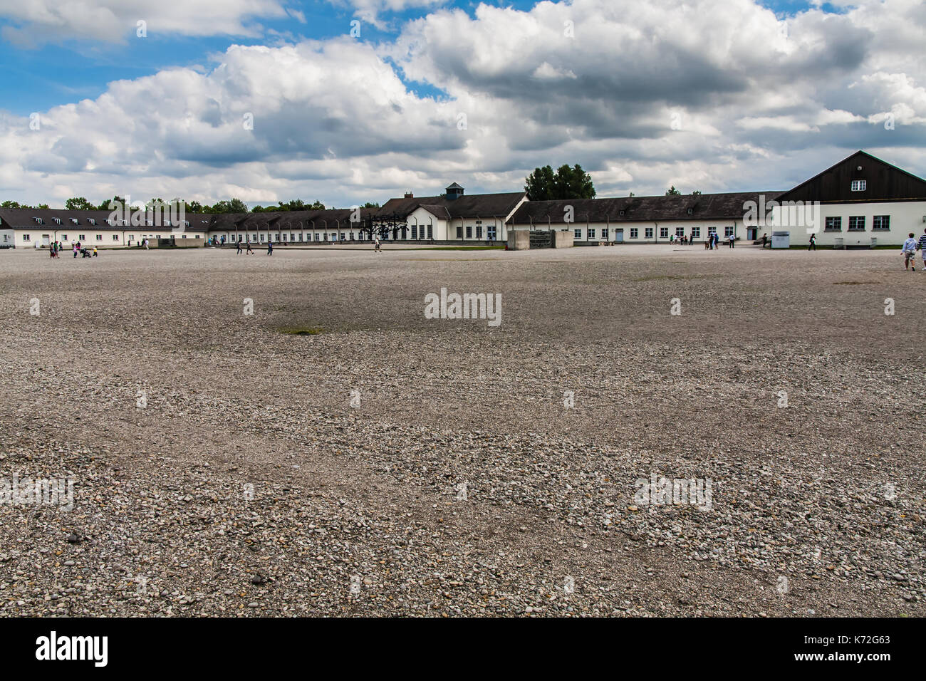 Appelplatz (Roll Call Square) of the Dachau Concentration Camp Stock