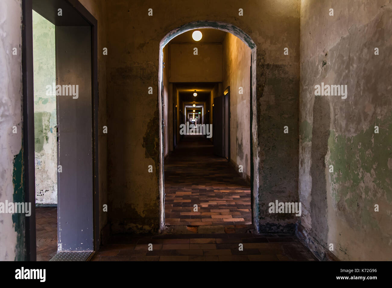 The Bunker, a camp prison, Dachau Concentration Camp Memorial Site Stock Photo