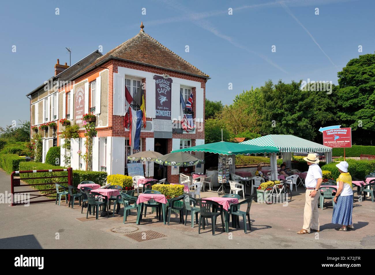 France, Calvados, Benouville, Cafe Gondree near Pegasus Bridge, first French house released on 6 June 1944 by a British commando arrived at night in gliders Stock Photo