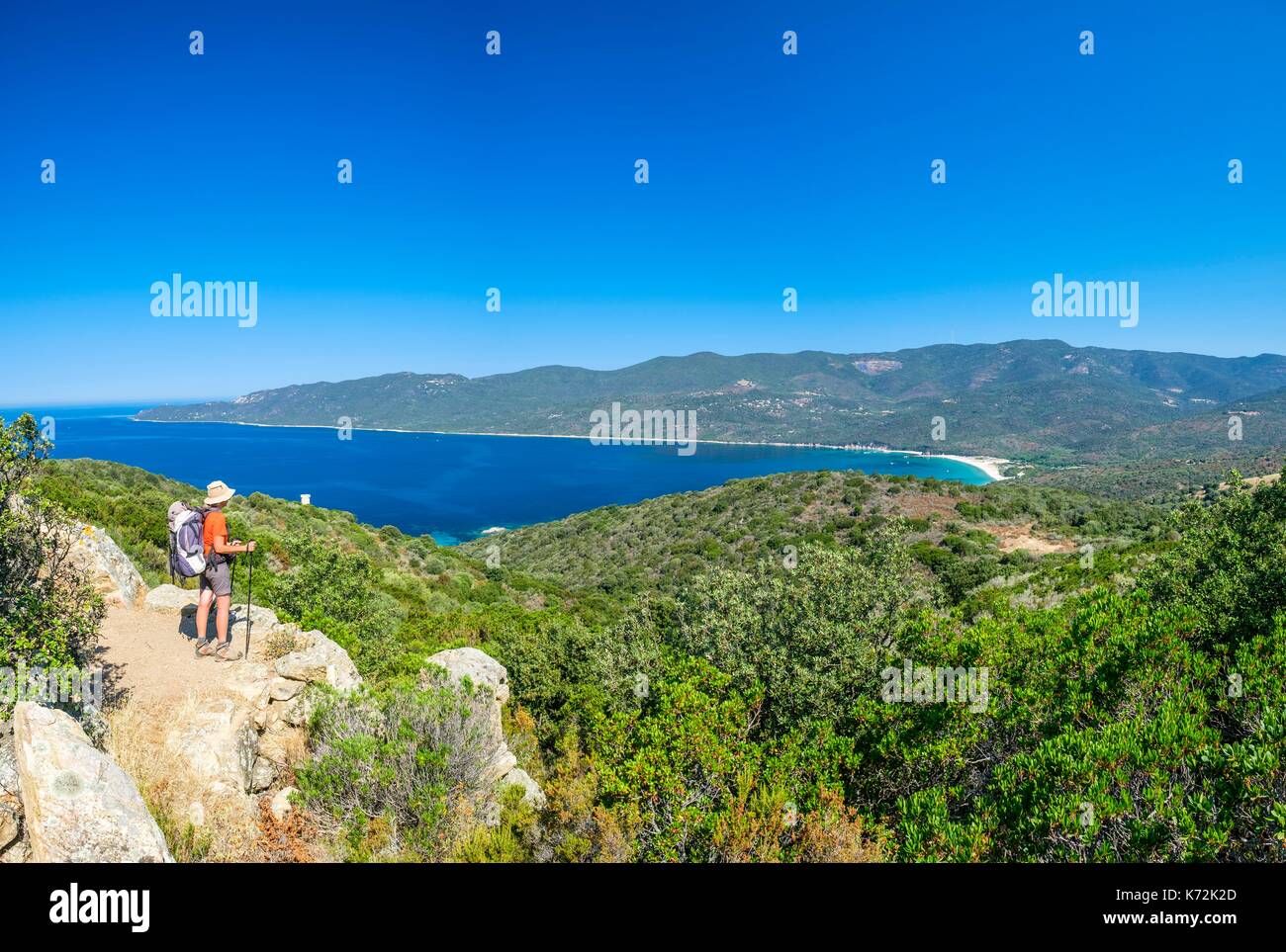 France, Corse-du Sud (2A), Taravo region, Mare e Monti Sud hiking trail, between Porto Pollo and Coti-Chiavari, Cupabia bay Stock Photo