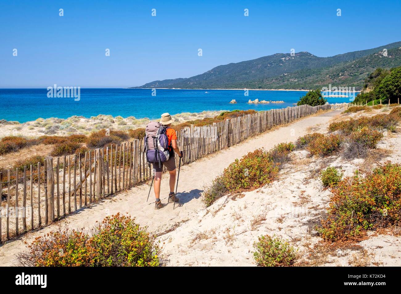 France, Corse-du Sud (2A), Taravo region, Mare e Monti Sud hiking trail, between Porto Pollo and Coti-Chiavari, Cupabia beach Stock Photo