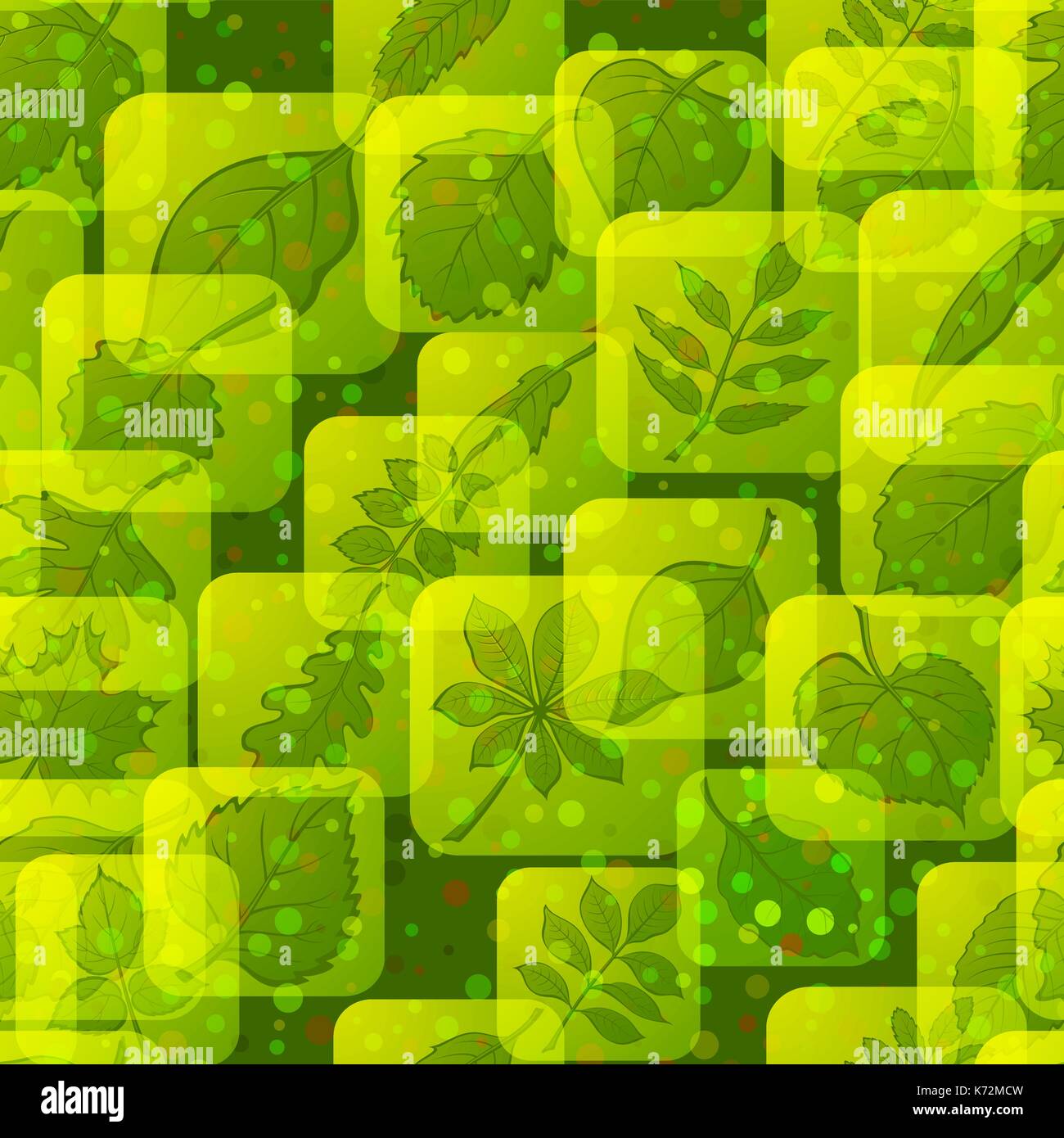 Icons with Leaves, Set Stock Vector