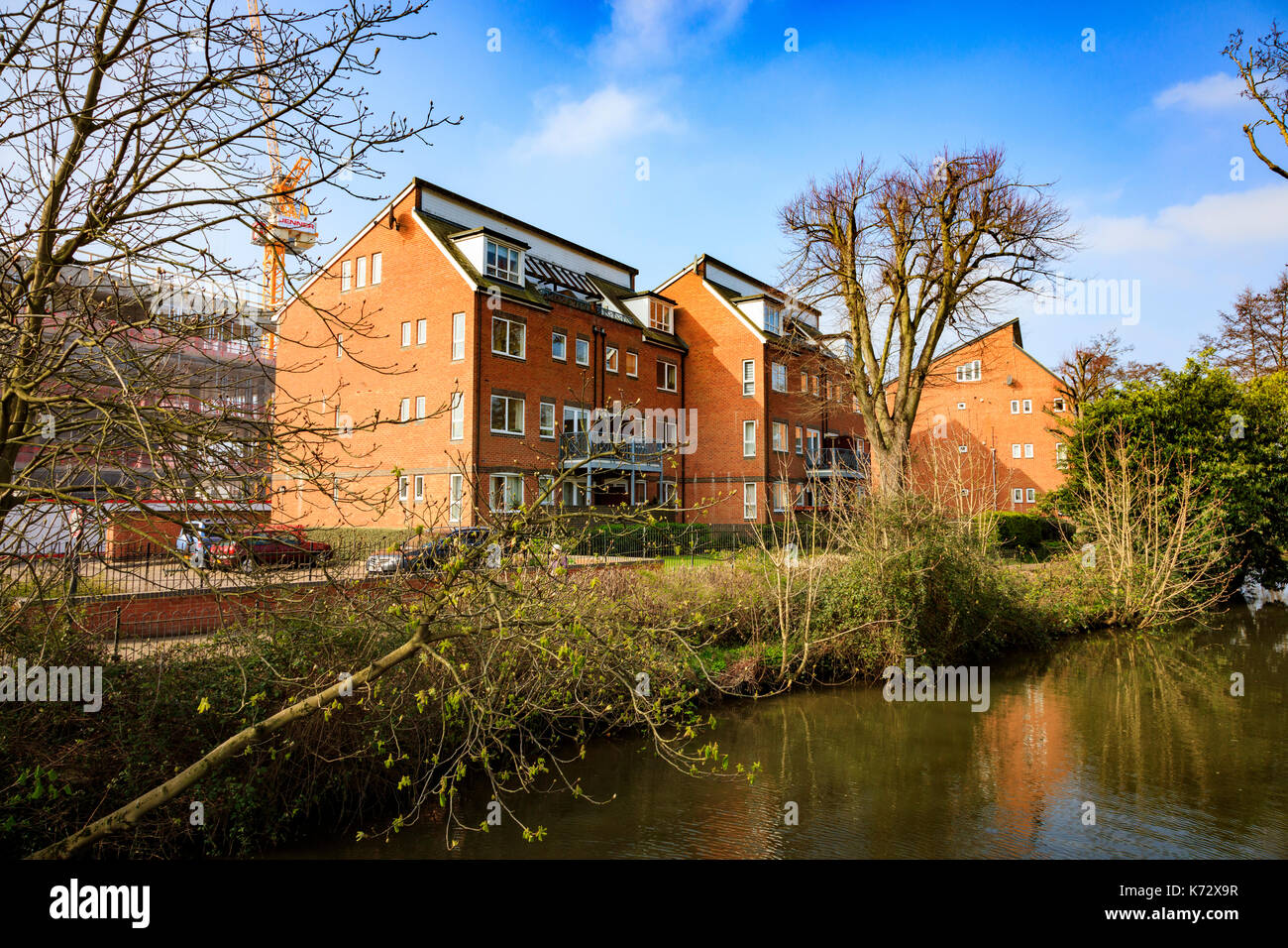 Attractive riverside development along the River Medway in Tonbridge