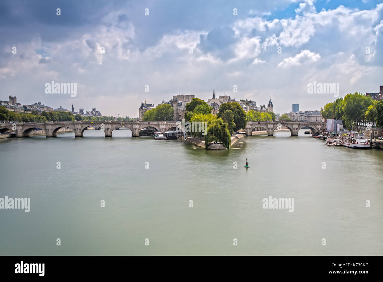 Ile de la Cite from the Pont des Arts in Paris, France Stock Photo