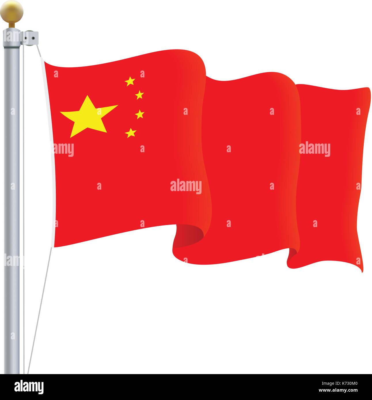 Waving China Flag Isolated On A White Background Vector Illustration Waving China Flag Isolated On A White Background Vector Illustration