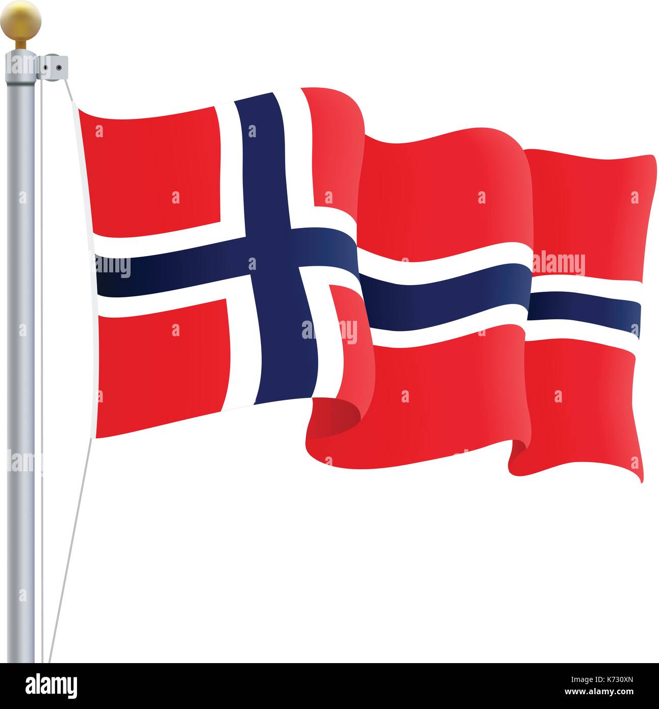 Waving Norway Flag Isolated On A White Background. Vector Illustration ...
