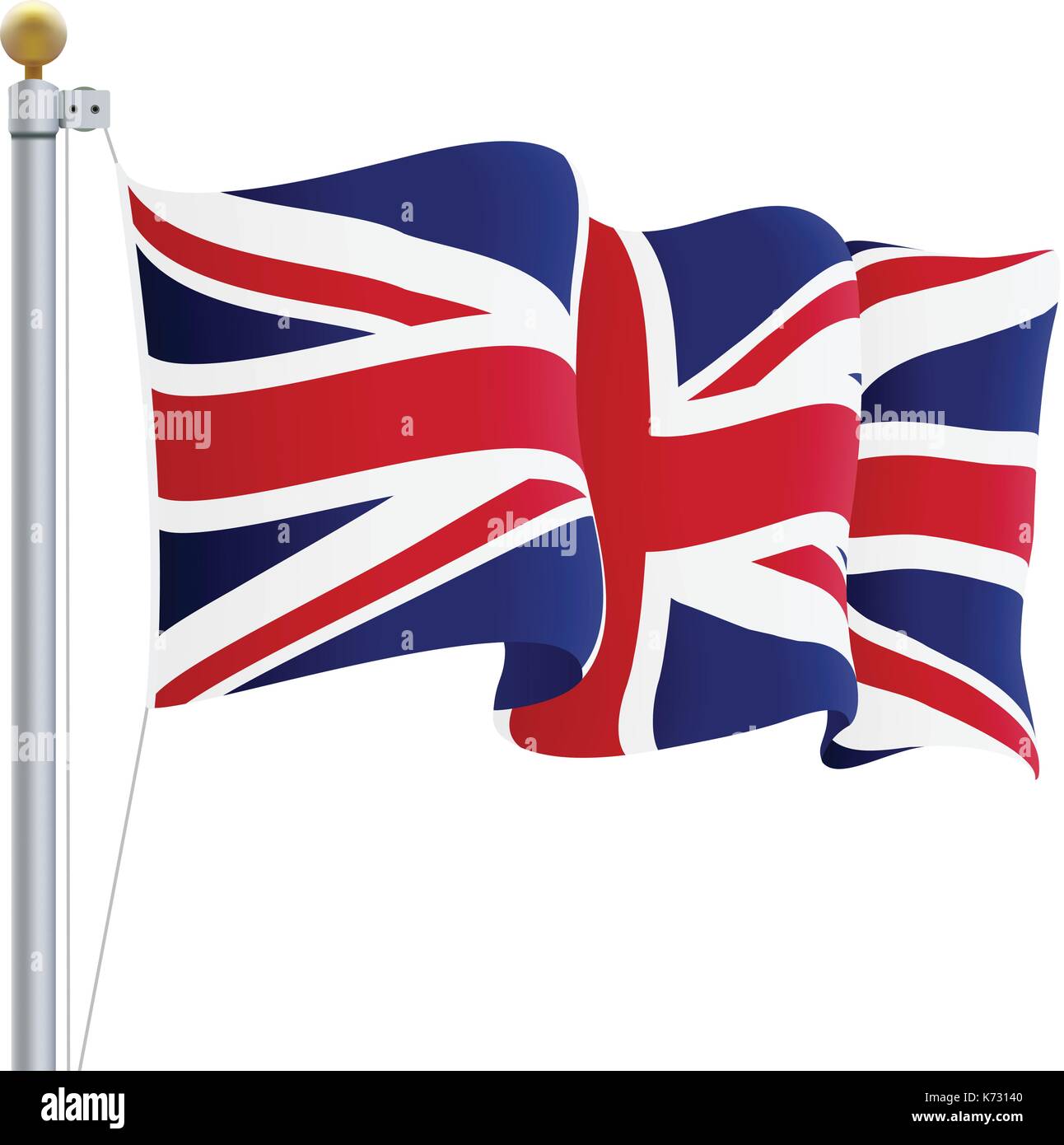 Waving United Kingdom Flag. UK Flag Isolated On A White Background. Vector Illustration. Stock Vector
