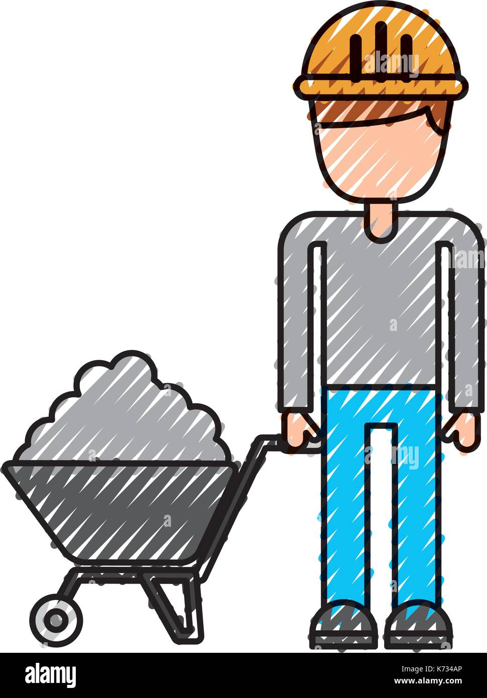 construction worker with wheelbarrow cement Stock Vector Image & Art ...