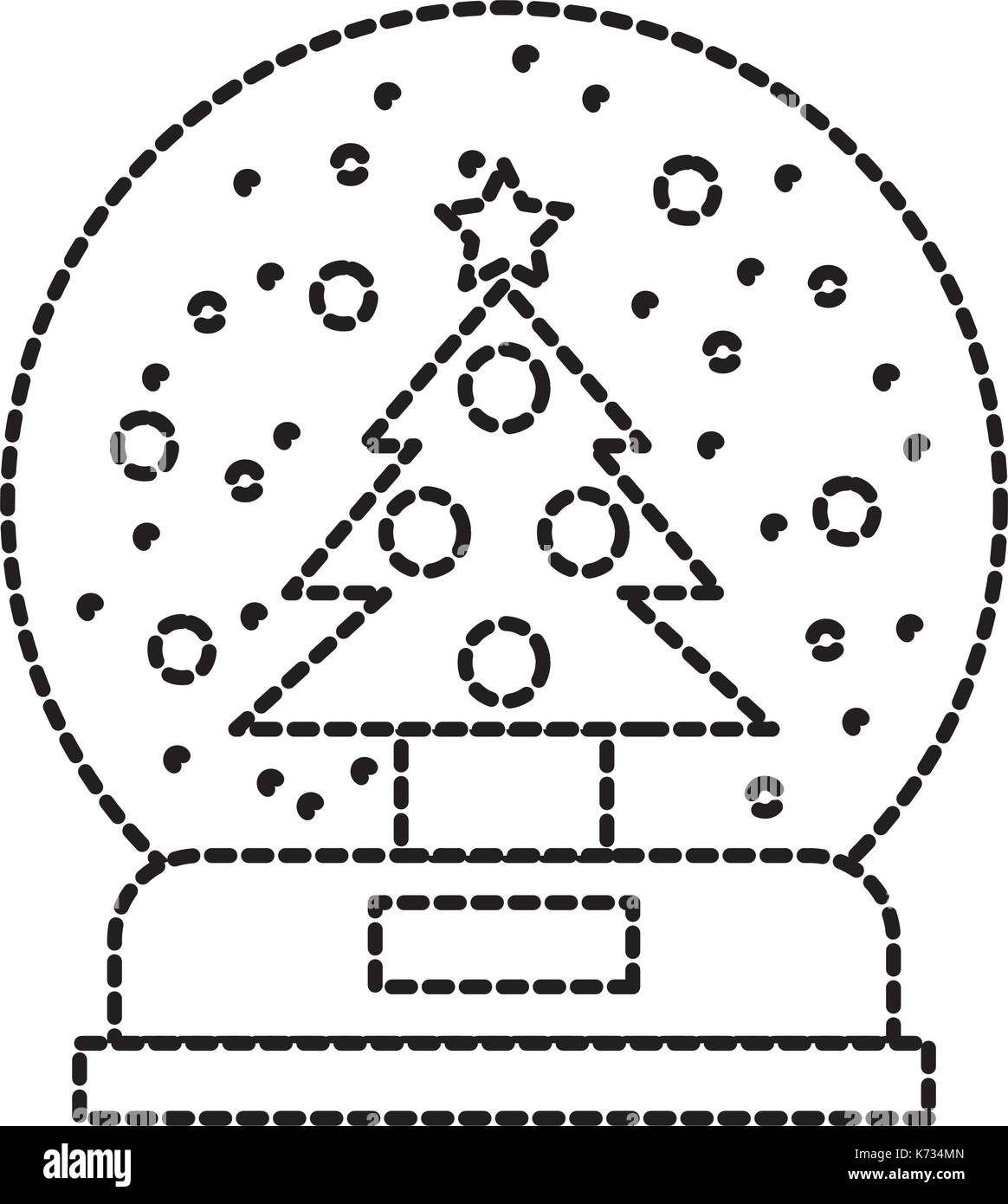 christmas snow globe with a fir tree inside in flat style Stock Vector ...